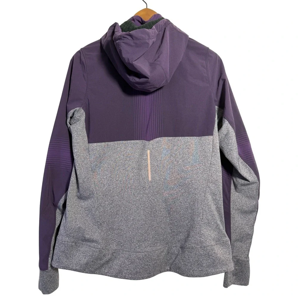 Nike Running‎ Jacket Womens Large Purple Dri-FIT Thermal Full Zip Hoodie 520332